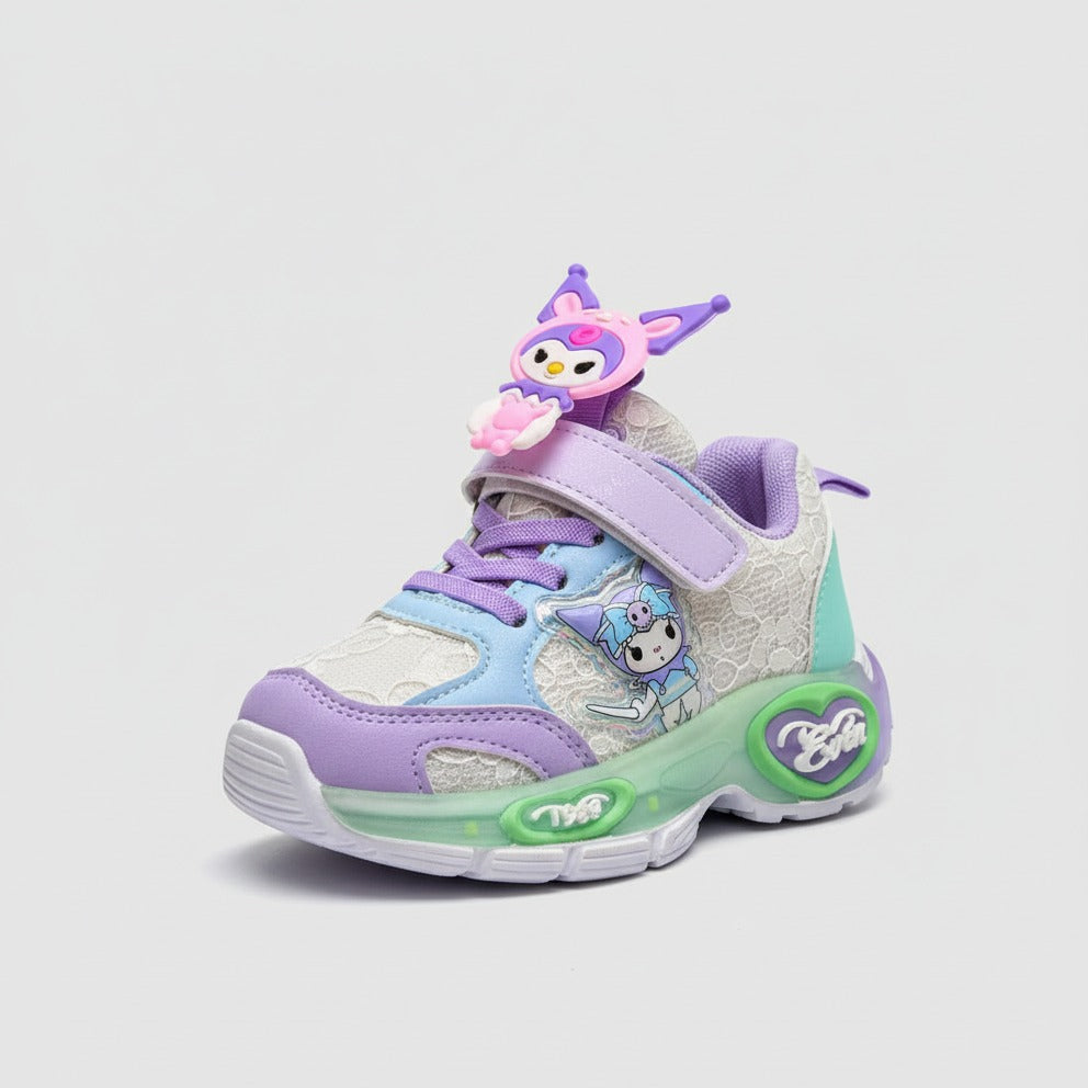 Chaussures de sport Kuromi pour enfants, nouvelles chaussures de course lumineuses et respirantes pour filles, printemps 2025