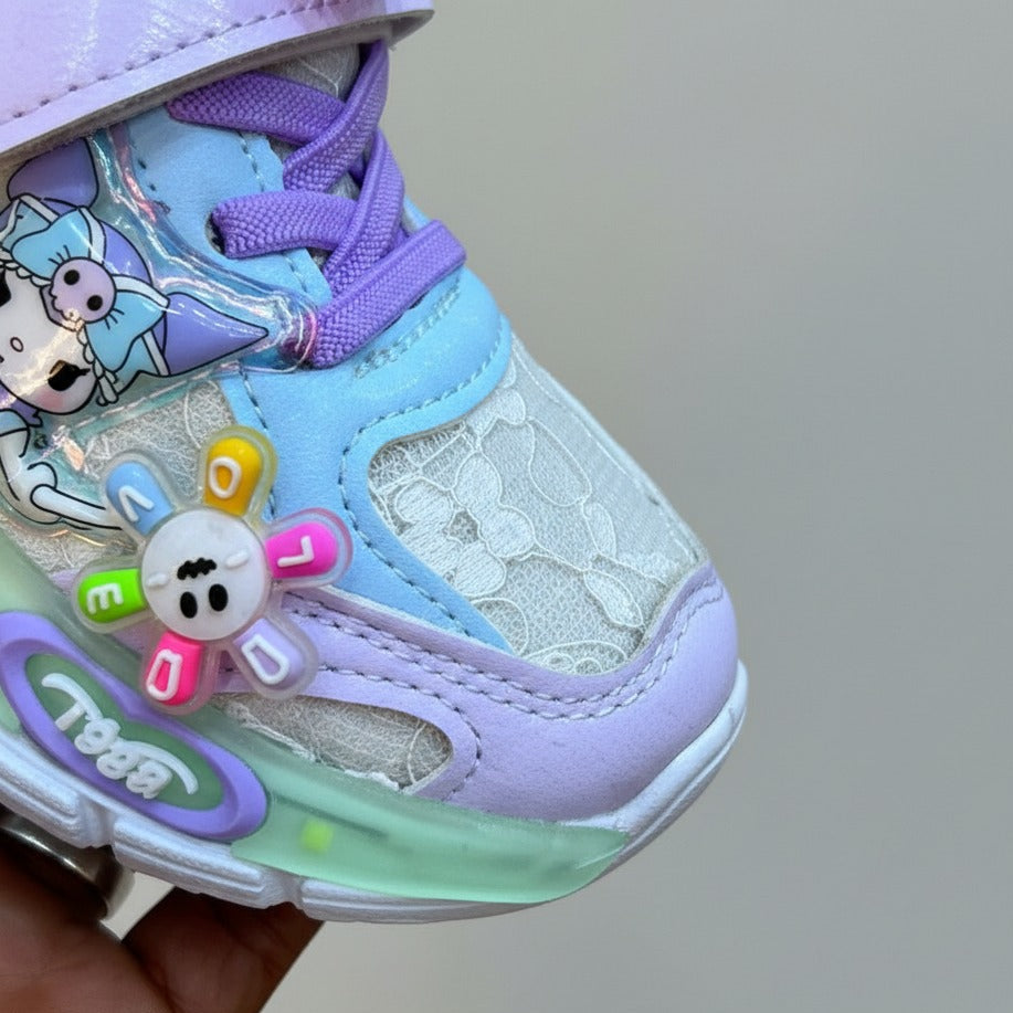 Chaussures de sport Kuromi pour enfants, nouvelles chaussures de course lumineuses et respirantes pour filles, printemps 2025