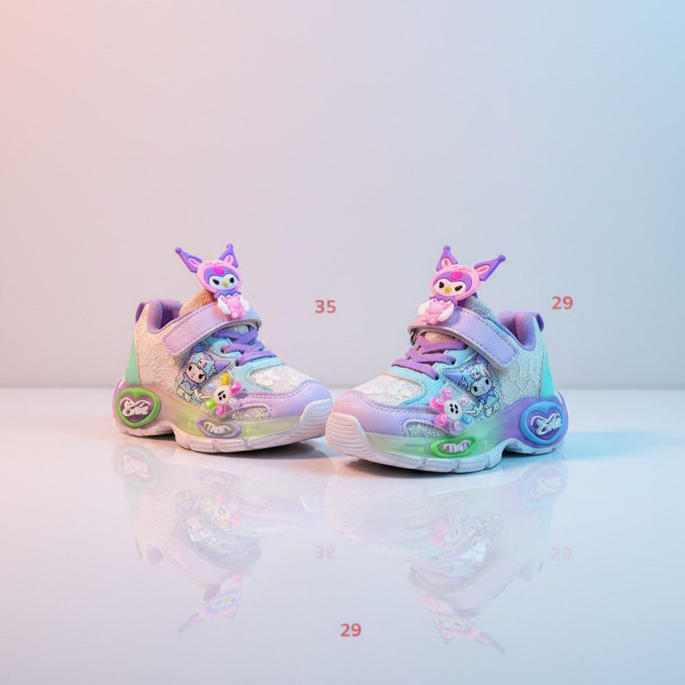 Chaussures de sport Kuromi pour enfants, nouvelles chaussures de course lumineuses et respirantes pour filles, printemps 2025