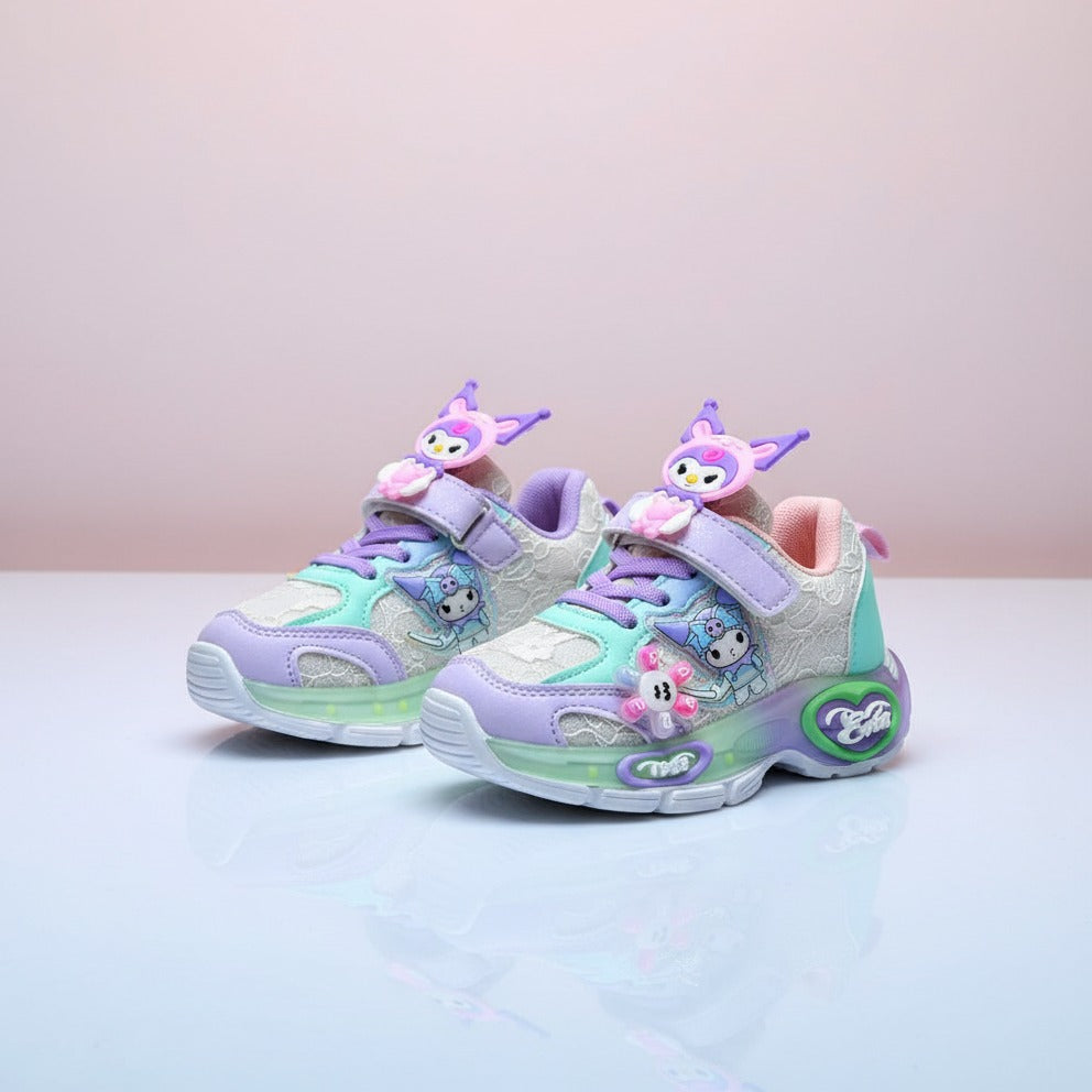 Chaussures de sport Kuromi pour enfants, nouvelles chaussures de course lumineuses et respirantes pour filles, printemps 2025