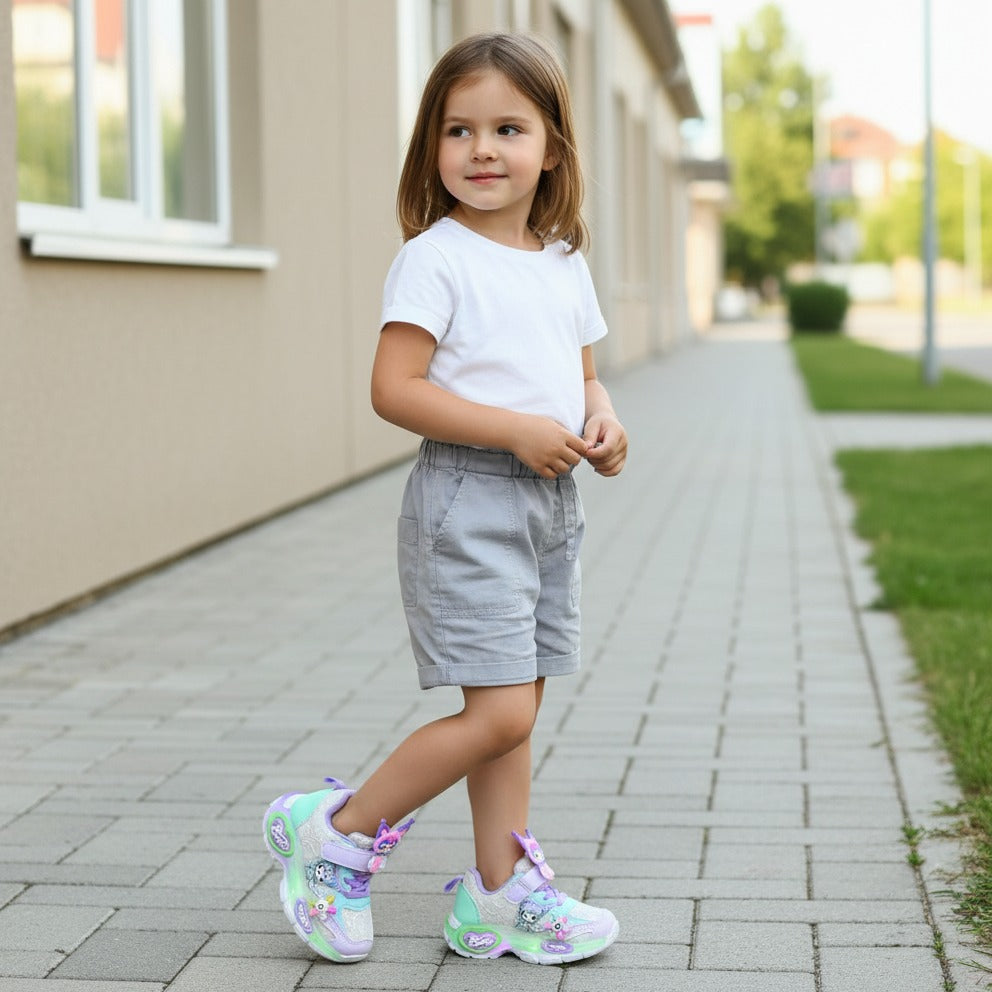 Chaussures de sport Kuromi pour enfants, nouvelles chaussures de course lumineuses et respirantes pour filles, printemps 2025