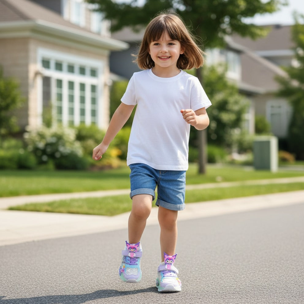 Chaussures de sport Kuromi pour enfants, nouvelles chaussures de course lumineuses et respirantes pour filles, printemps 2025