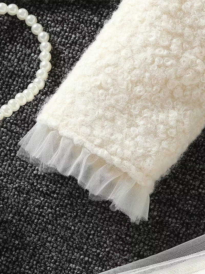 Girls Elegant Ivory Tulle Dress Set with Soft Jacket