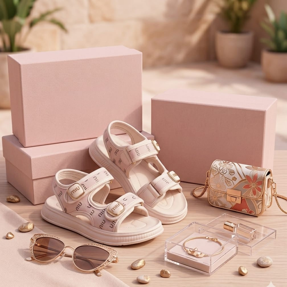 Sandales d'été pour filles Mignonnes double bride Scratch Semelle souple Chaussures confortables pour enfants 