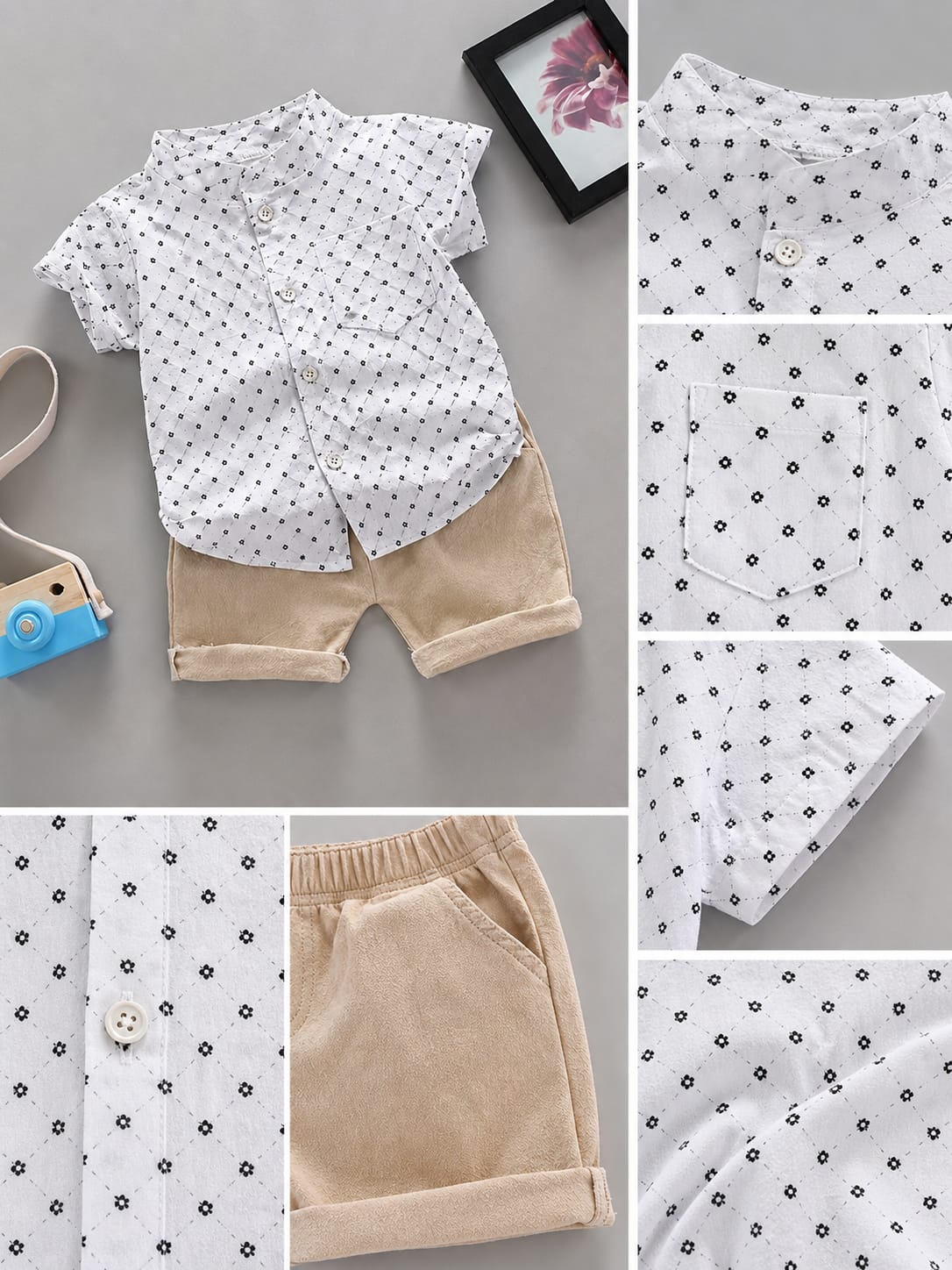 Boy Summer Clothes Set Toddler Floral Short Sleeve Button Down Shirt + Shorts 2Pcs Outfits Kids Casual Cotton Tracksuit