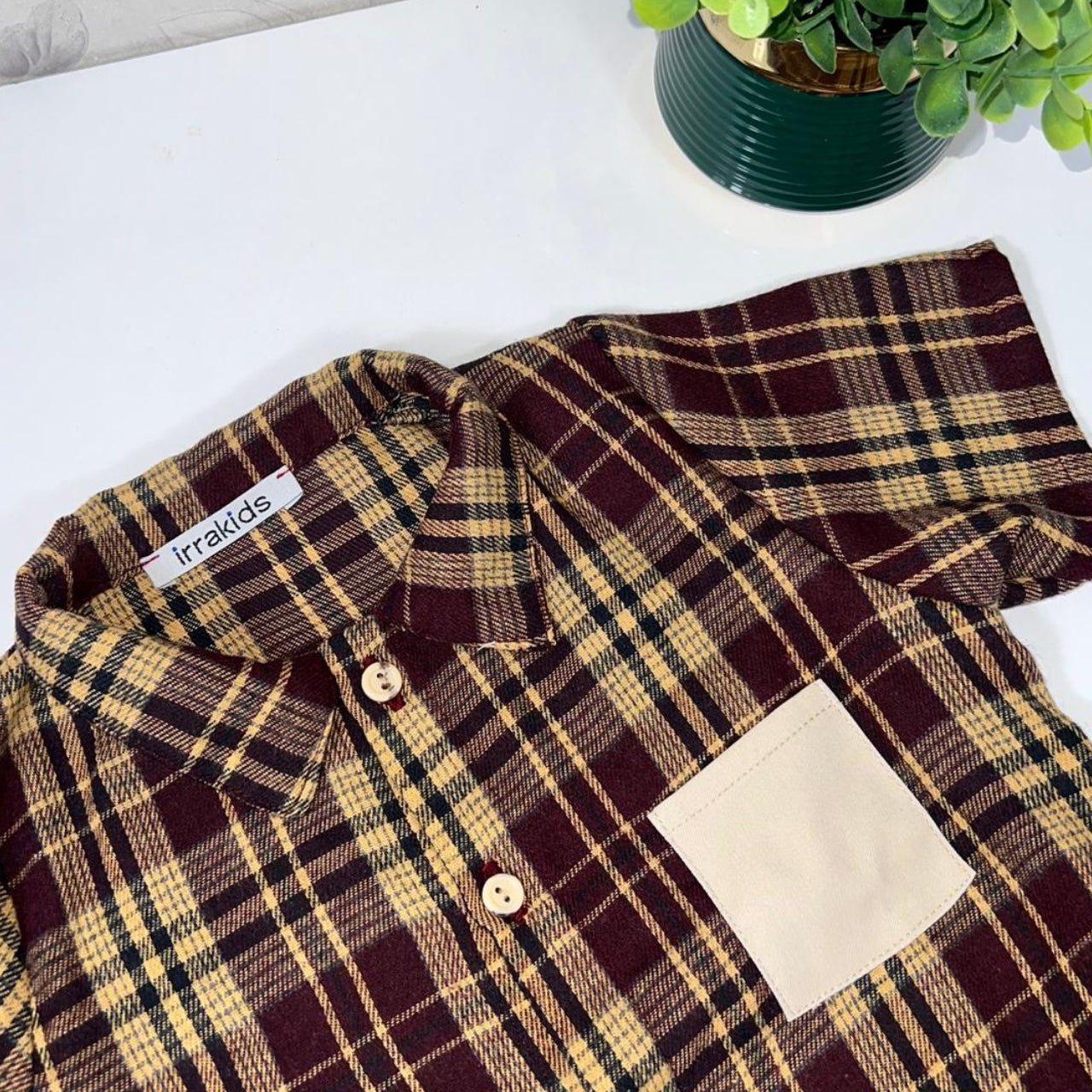Ensemble d'été 2 pièces pour garçons – Chemise à carreaux et short beige