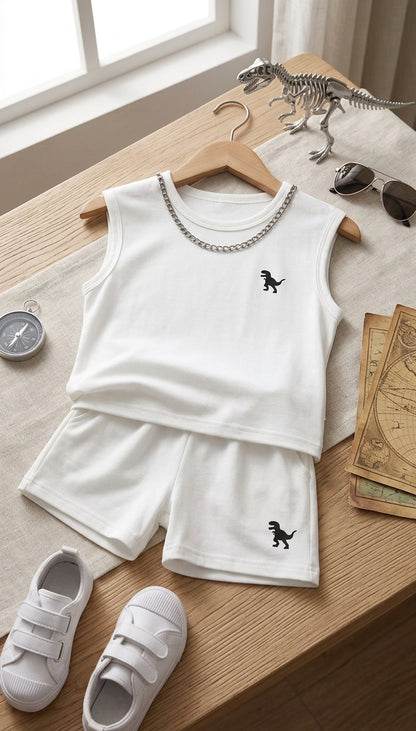 Ensemble débardeur et short d'été à imprimé mignon avec col ras du cou pour enfants