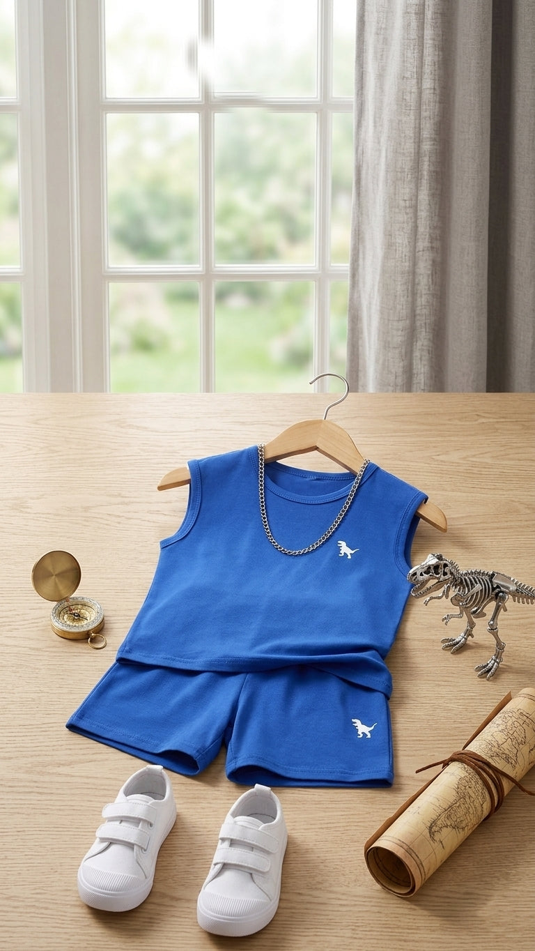 Ensemble débardeur et short d'été à imprimé mignon avec col ras du cou pour enfants