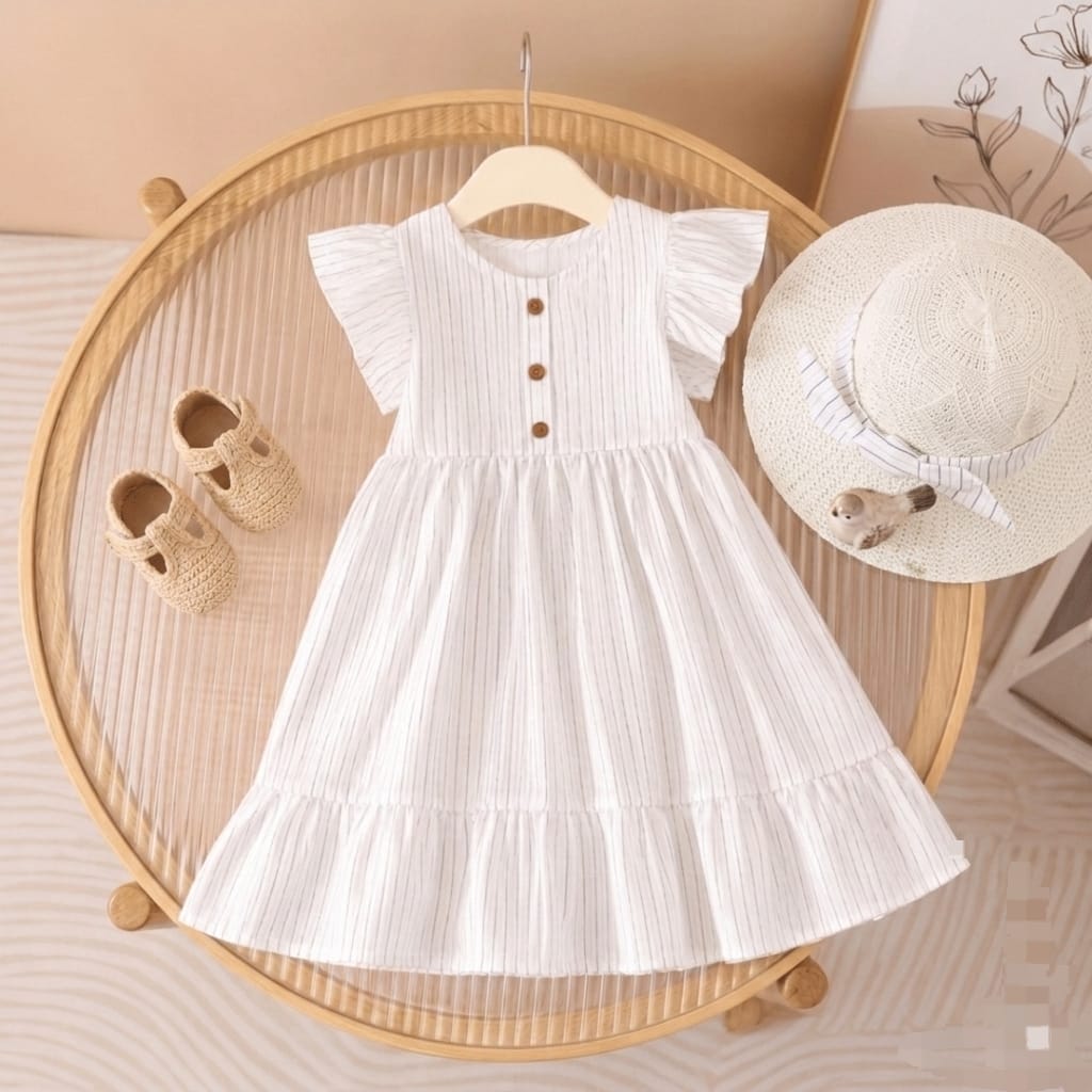 2026 New girls Summer Outfit Set Striped Cotton Shirt Shorts & Dress Soft Breathable Clothes for Girls