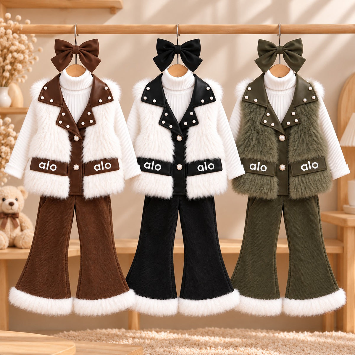 ✨ Luxurious 3-Piece Girls' Fur Set – Elegance, Warmth, and a Distinctive Look