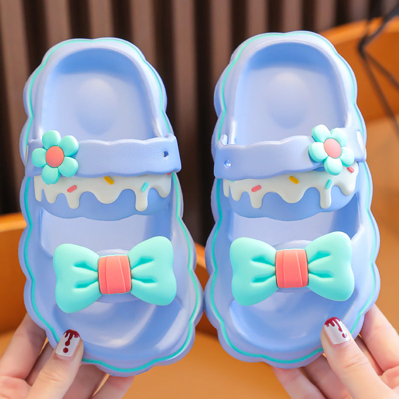 Cute girls summer slippers with bowknot.