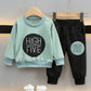 2 Pieces Adorable Toddler Letter Print Pullover & Black Pants Set for Boys and Girls