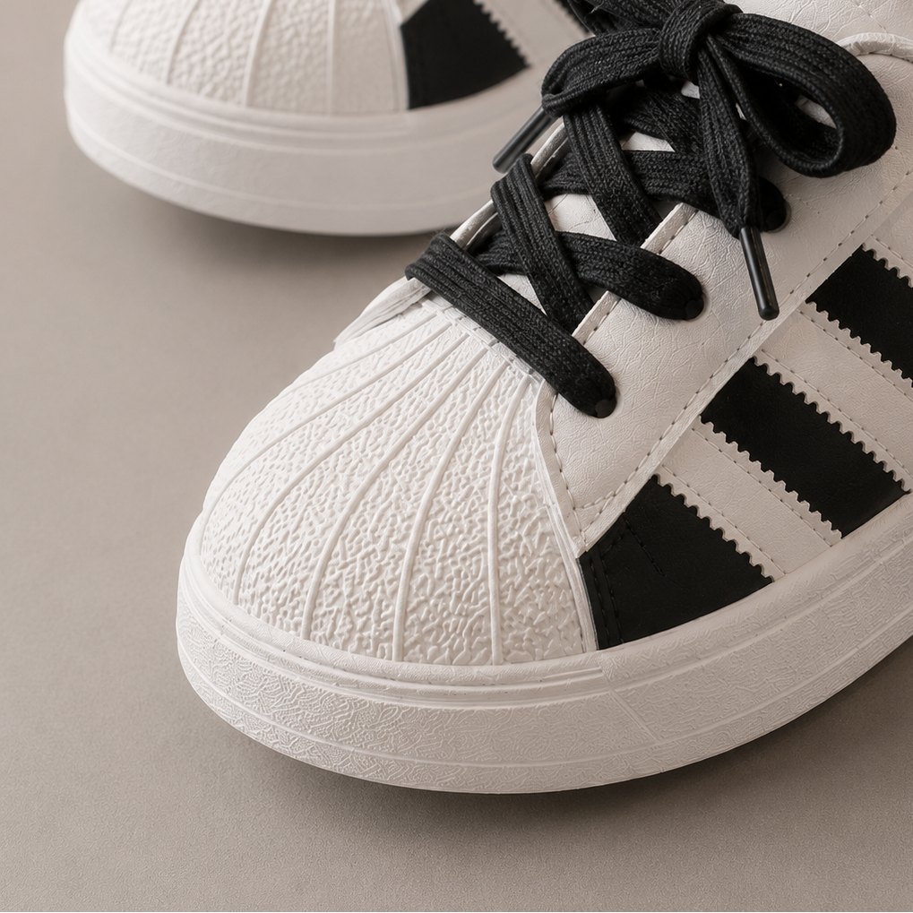 Baskets rayées classiques pour enfants – Chaussures de sport légères et décontractées avec bride auto-agrippante