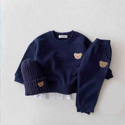 2 piece Teddy Bear Hug: Cozy Cotton Tracksuit Set for Kids - Unisex & cotton hat a free gift - IRRAKIDS
