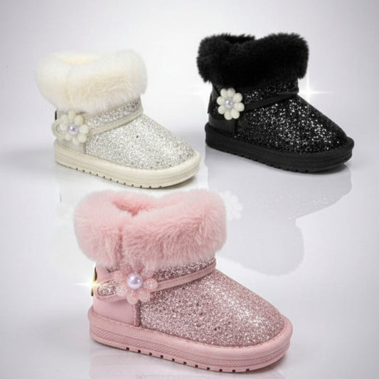 Girls' Glitter Faux-Fur Ankle Boots — Product image: 