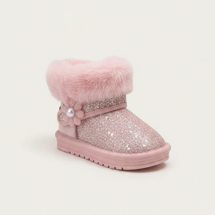 Girls' Glitter Faux-Fur Ankle Boots — Product image: 