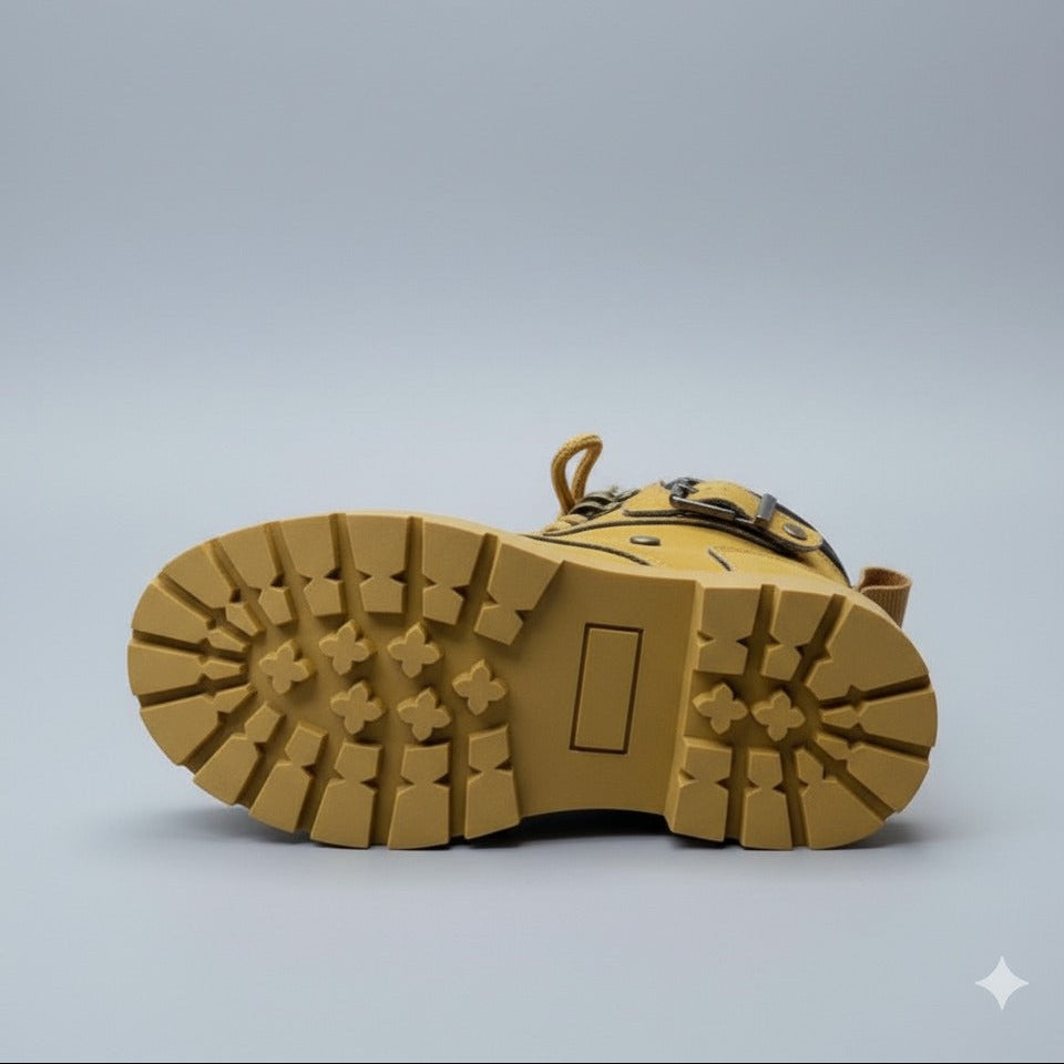 Kids rugged lace-up ankle boots with buckle — Product image: 