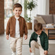 Stylish Baby Boy Suede Jacket & Cargo Pants Set – Cozy & Trendy Outfit for All Seasons
