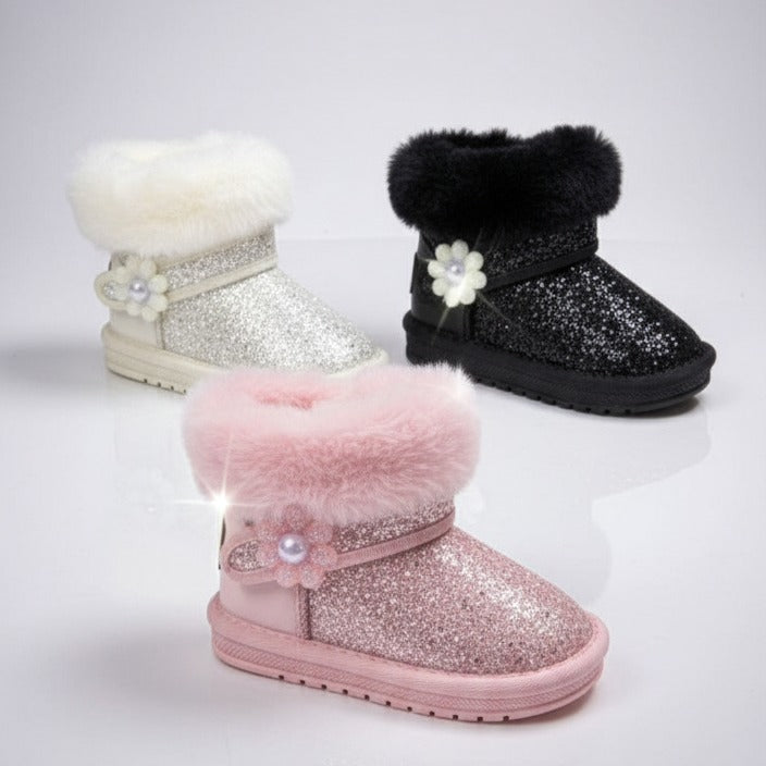 Girls' Glitter Faux-Fur Ankle Boots — Product image: 