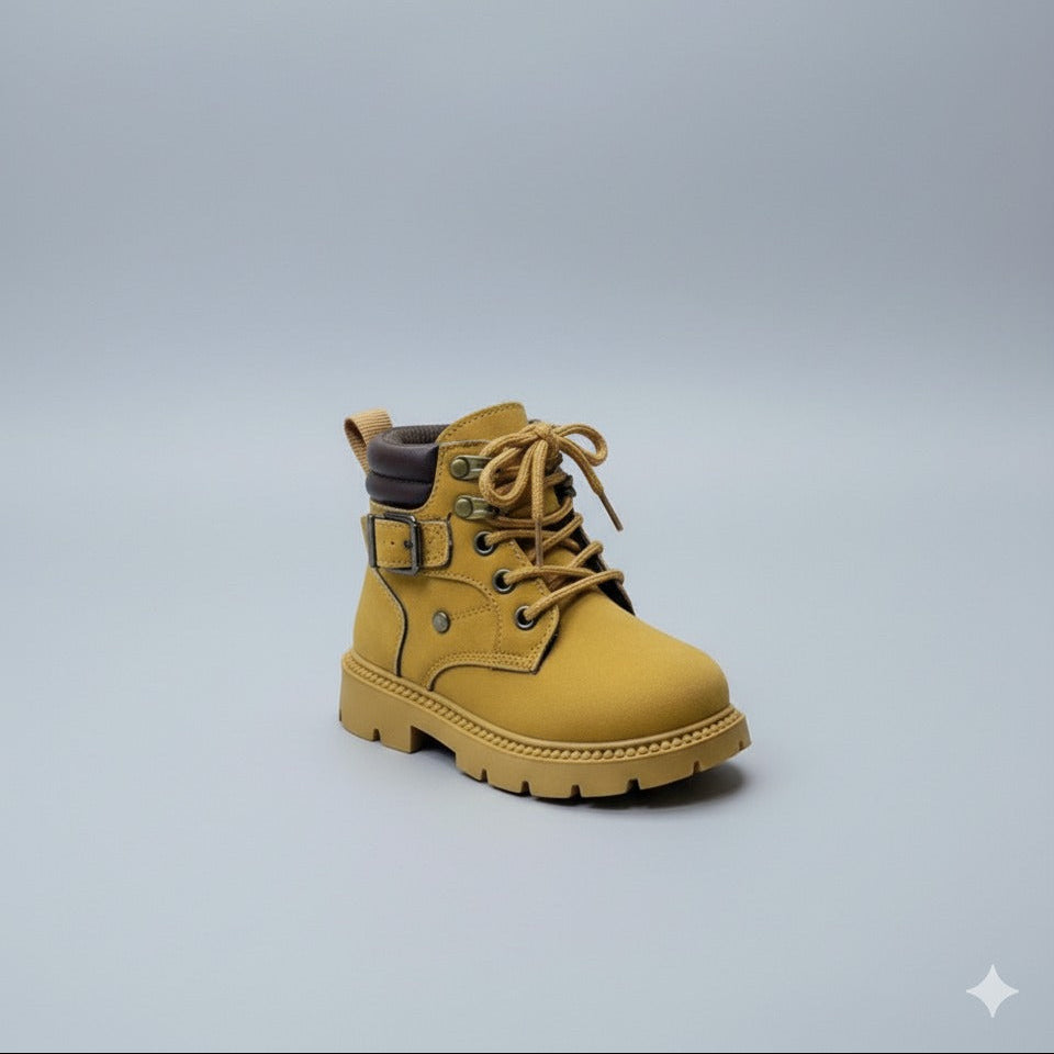 Kids rugged lace-up ankle boots with buckle — Product image: 