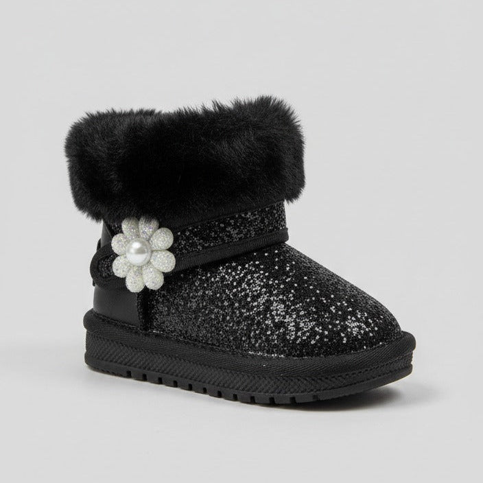 Girls' Glitter Faux-Fur Ankle Boots — Product image: 