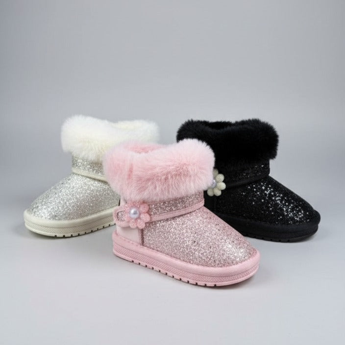 Girls' Glitter Faux-Fur Ankle Boots — Product image: 