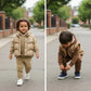 Children's winter hooded sweatshirt suit new style boy baby winter clothing plus velvet thickened vest three-piece set