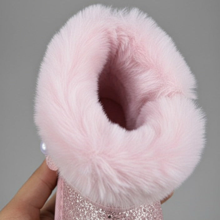 Girls' Glitter Faux-Fur Ankle Boots — Product image: 