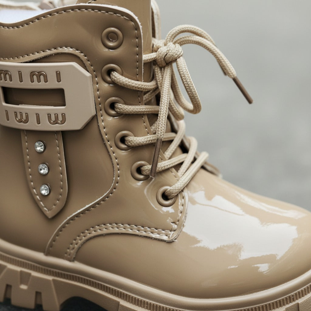 « Bottes vernies brillantes et élégantes pour filles, bottes d'hiver chaudes et confortables pour enfants »