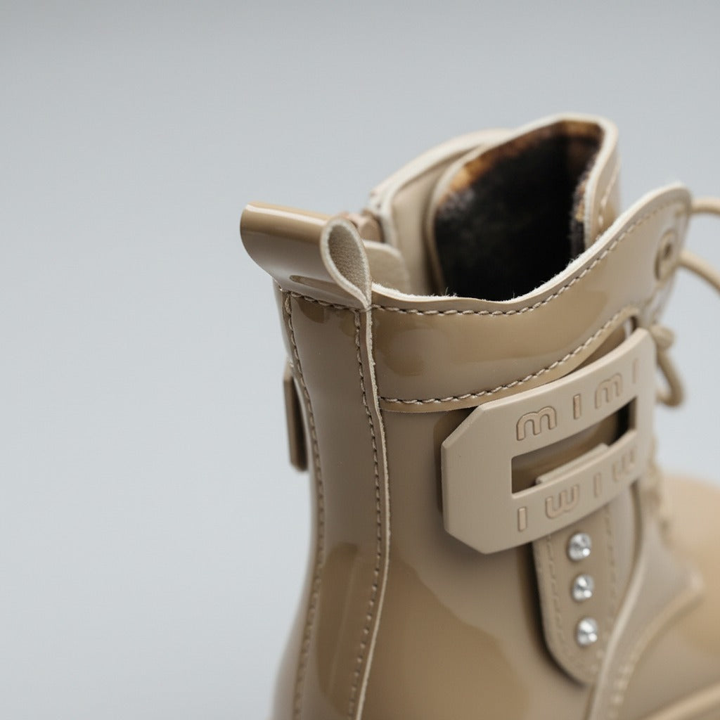 « Bottes vernies brillantes et élégantes pour filles, bottes d'hiver chaudes et confortables pour enfants »