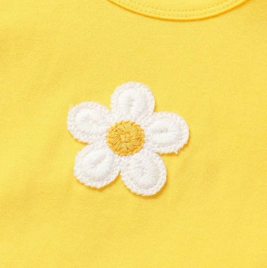 Ensemble Sunny Daisy pour filles – Haut sans manches et pantalon en jean fleuri