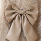 3pcs ' Elegant Winter Fur-like Coat & Skirt Set with Bow Detailing