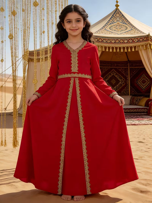 Caftan élégant pour filles – Robe traditionnelle pour l'Aïd et les occasions spéciales