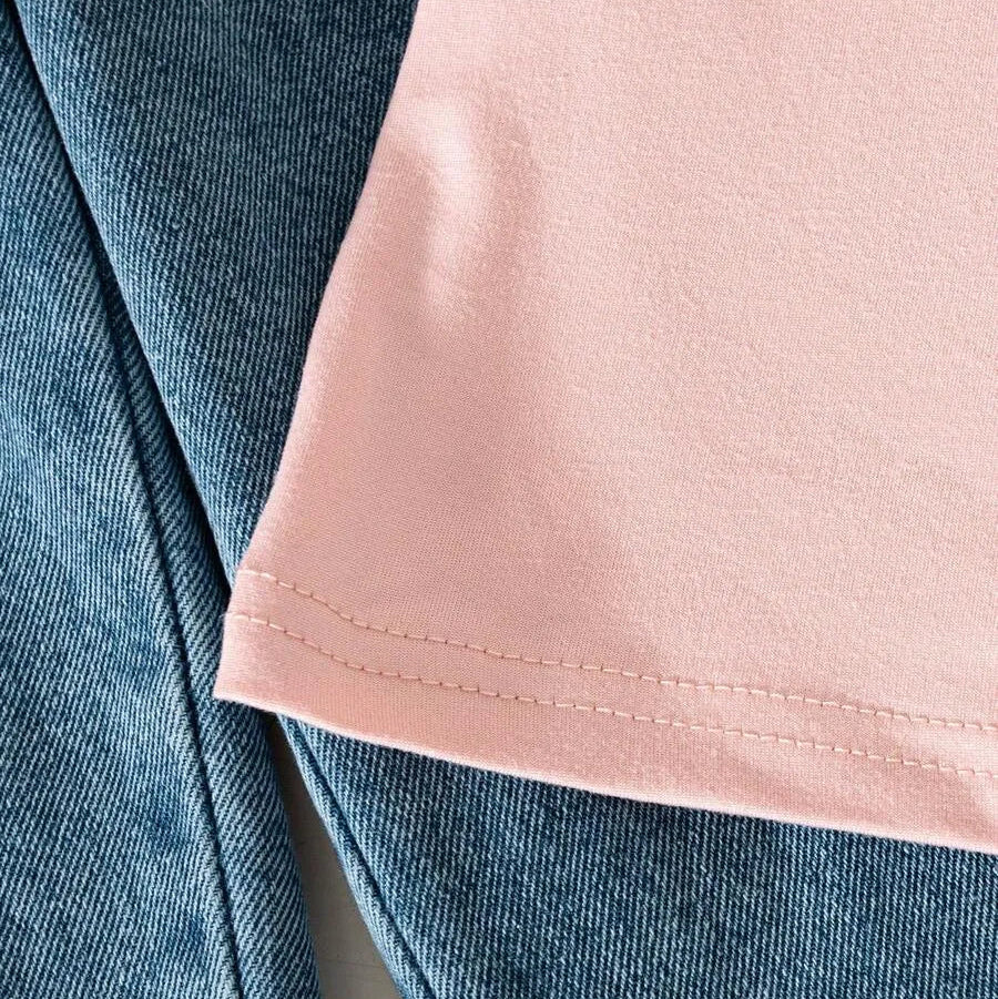 Girls' "I'm Literally Just a Girl" Bow Print T-Shirt & Denim Wide-Leg Jeans Set with Ribbon Details