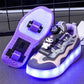 Kids' Light-Up Sneakers with Retractable Wheels - Fashionable Design with LED Light