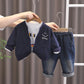 Stylish Toddler Boys' 3-Piece Outfit – Jacket, T-Shirt & Jeans Set