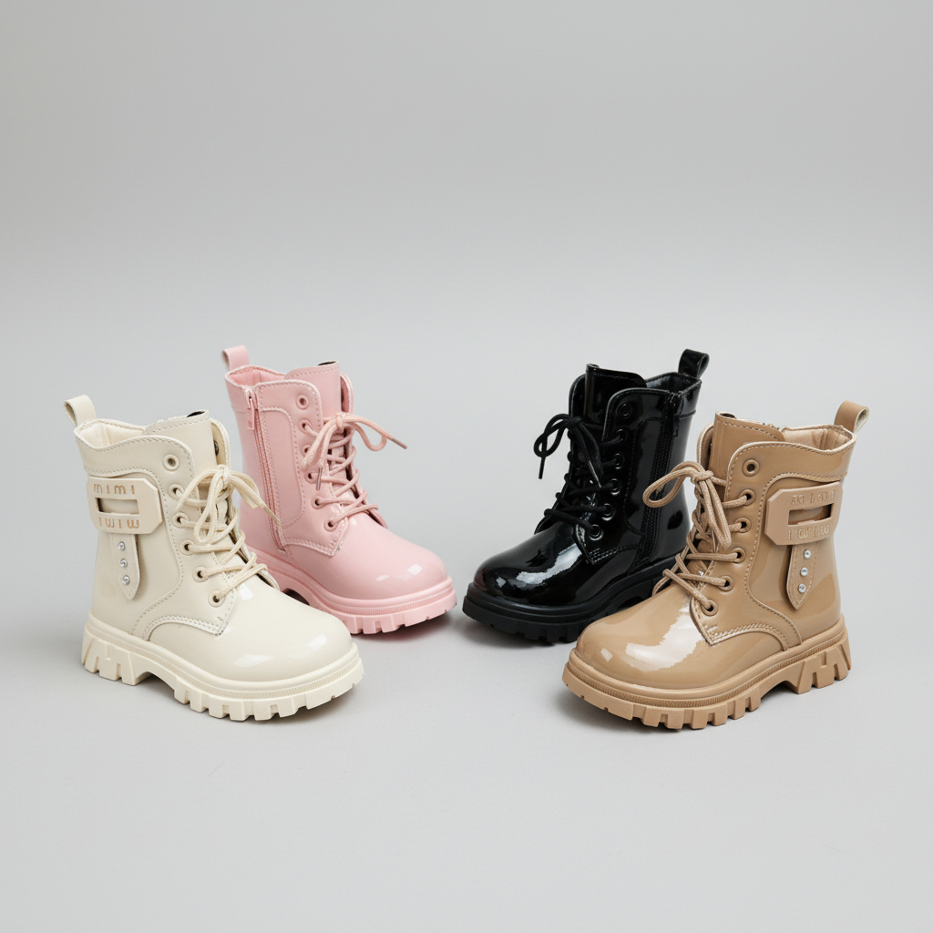 « Bottes vernies brillantes et élégantes pour filles, bottes d'hiver chaudes et confortables pour enfants »