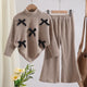 Girls’ Warm and Cozy Lined Two-Piece Winter Set with Bow-Detail High-Neck Top and Comfortable Wide-Leg Pants
