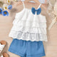 Vêtements d'été pour bébés filles, tenues, Camisole à volants, hauts à pois et shorts décontractés