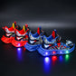 Baskets lumineuses LED pour enfants : chaussures de sport décontractées en cuir PU rouge et bleu – Tailles 21-35