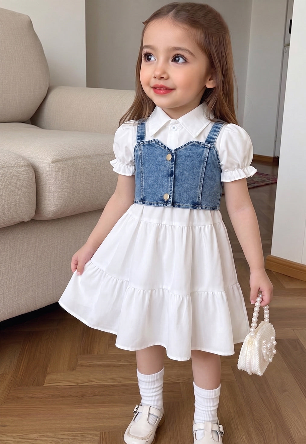 ✨ Sweet Princess Denim &amp; Tulle Dress for Girls