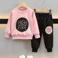 2 Pieces Adorable Toddler Letter Print Pullover & Black Pants Set for Boys and Girls