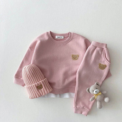 2 piece Teddy Bear Hug: Cozy Cotton Tracksuit Set for Kids - Unisex & cotton hat a free gift - IRRAKIDS