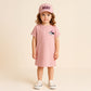 Pure Cotton Girls long shirt– Cartoon Summer home and out Dress with a matching hat