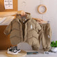 Children's winter hooded sweatshirt suit new style boy baby winter clothing plus velvet thickened vest three-piece set