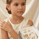 Girls' 3-Piece Gold Anti-Tarnish Jewelry Set - Diamond Circle & Hamsa Hand Motif Necklace, Bracelet, and Earrings