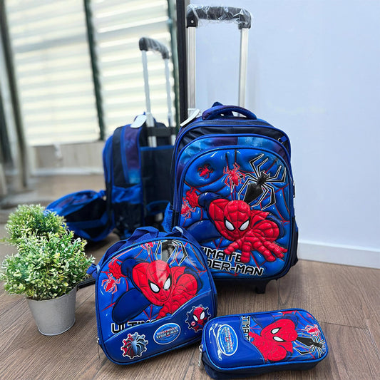 3-in-1 Trolley School Bag Set — Two-Wheeled Base | Backpack + Lunch Bag + Pencil Case
