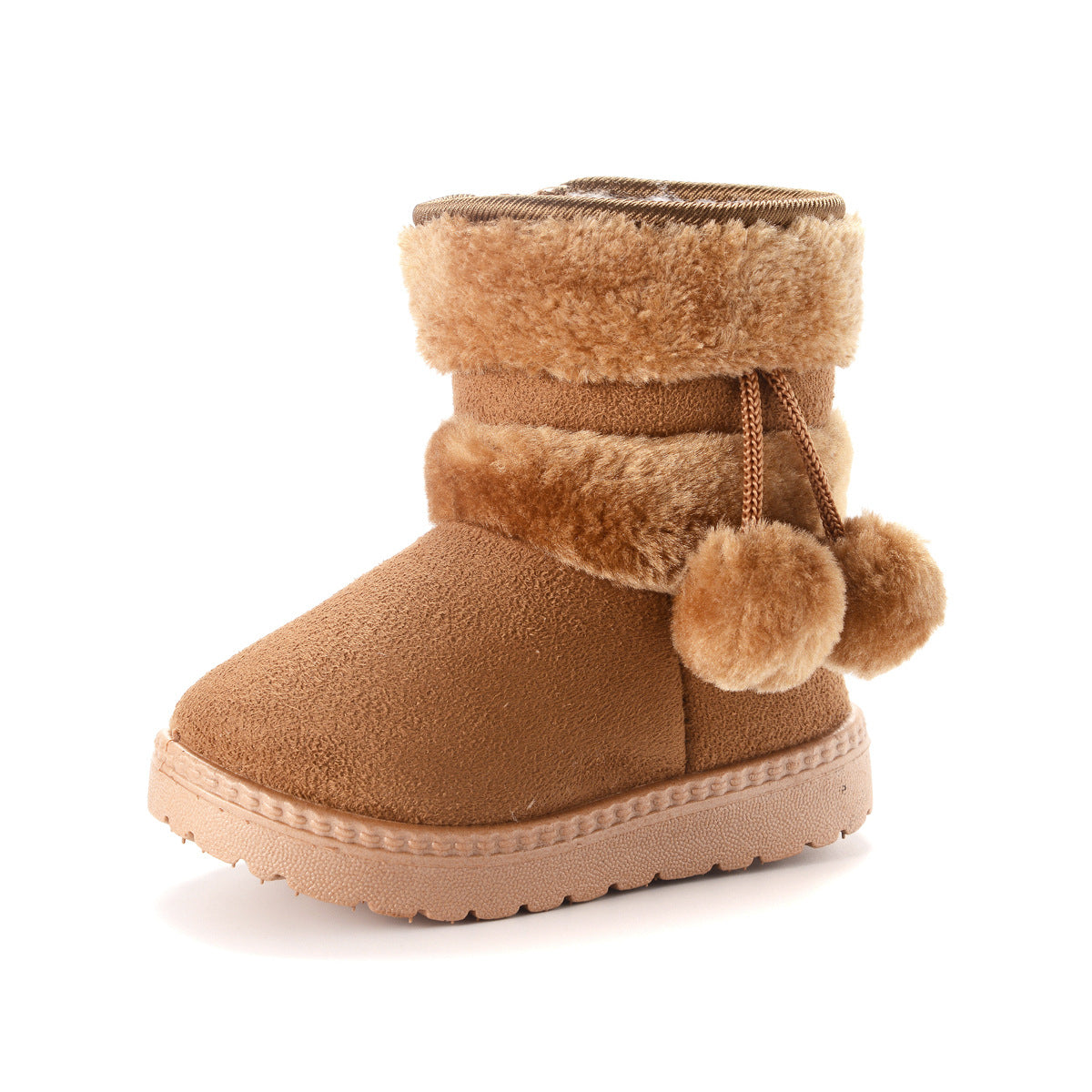 New Winter Furry Boots with Cute Hairball School Warm Fur Shoes