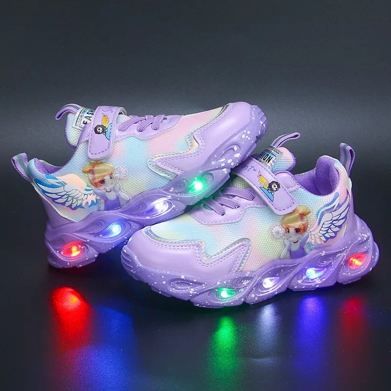 Chaussures de sport respirantes et décontractées avec éclairage LED pour filles, nouvelle collection 2022