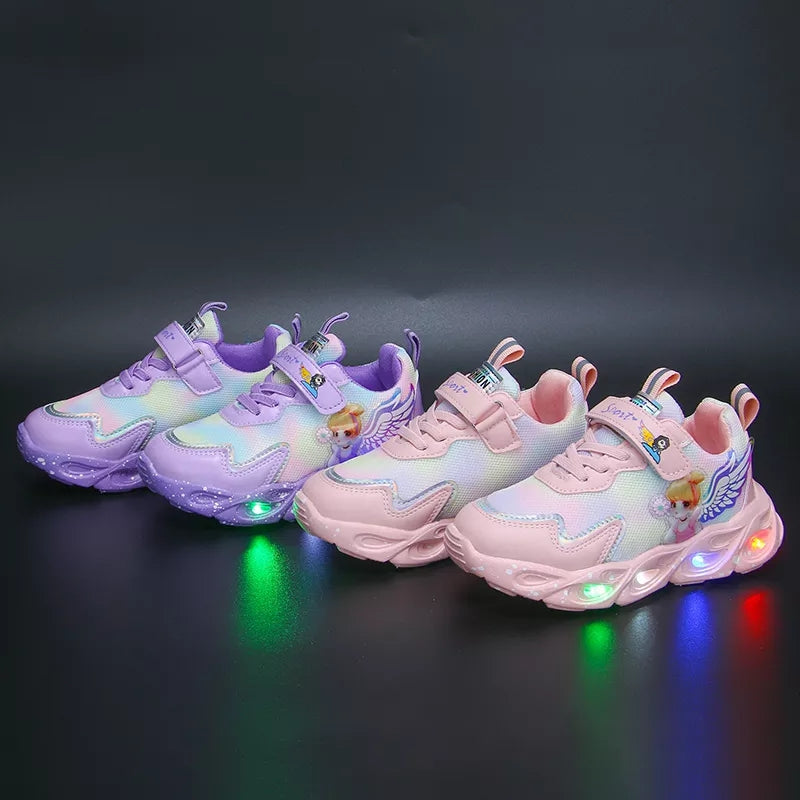 Chaussures de sport respirantes et décontractées avec éclairage LED pour filles, nouvelle collection 2022